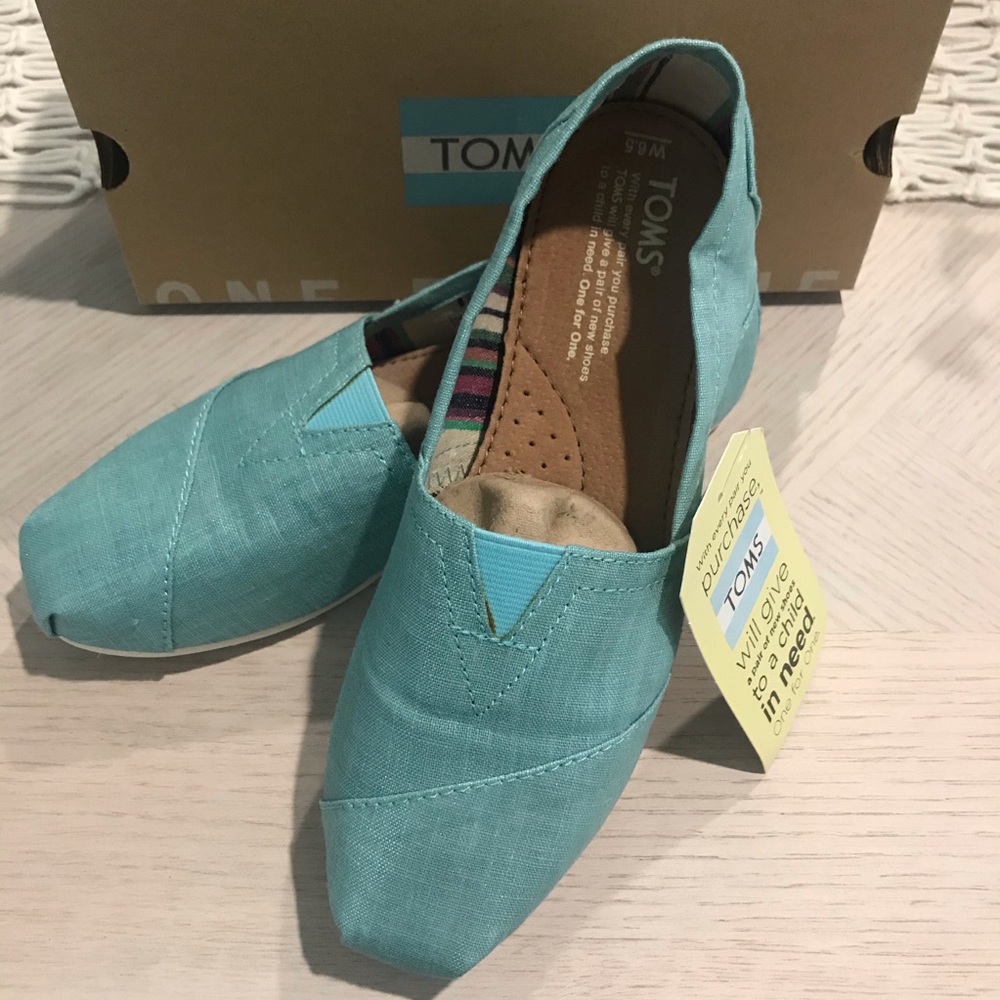 NWT Toms Women’s Classic Turquoise Metallic Linen (Size 6.5)